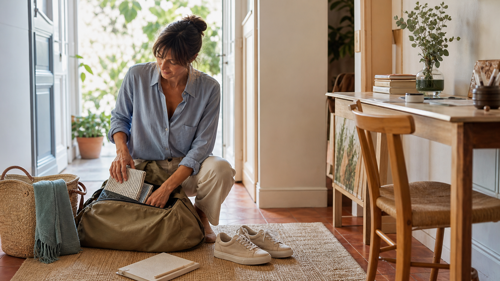 Reprise apr&egrave;s les vacances : une personne organise calmement son retour avec un agenda et une tasse
